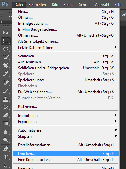 Datei drucken in Adobe Photoshop CC Datei drucken in Adobe Photoshop CC