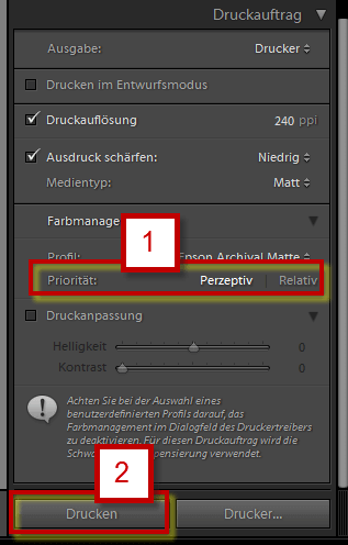 Renderpriorität wählen und Drucken im Adobe Photoshop Lightroom 5 Renderpriorität wählen und Drucken im Adobe Photoshop Lightroom 5