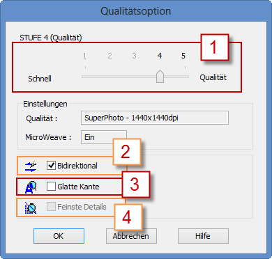 Qualitätsoption des Epson Stylus Photo R3000 Qualitätsoption des Epson Stylus Photo R3000