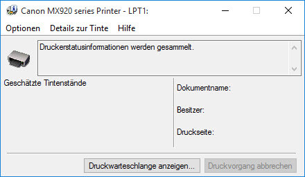 Canon MX 920_925 Wartung_Druckerstatus Canon MX 920_925 Wartung_Druckerstatus