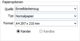Haupteinstellungen/Papieroptionen Haupteinstellungen/Papieroptionen